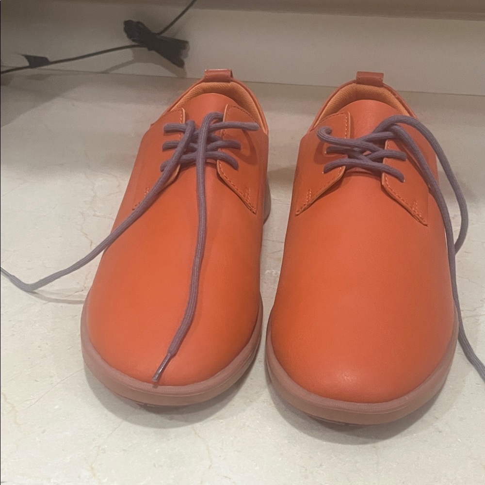 Vibrant Orange Men's Derby Shoes